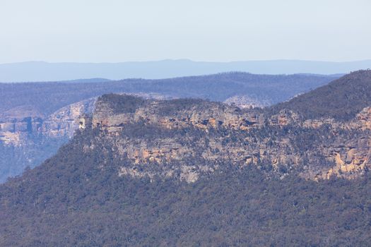 A cliff face in Jamison Valley in The Blue Mountains in New South Wales in Australia