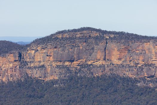 A cliff face in Jamison Valley in The Blue Mountains in New South Wales in Australia