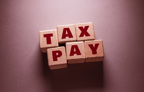 Tax Pay Word Written on Wooden Cubes