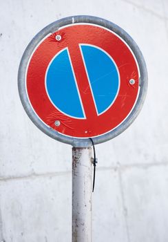 Metal Plate, Traffic Prohibitory Sign: Parking is prohibited, No Parking, old sign