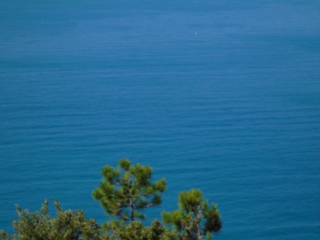 Liguria, Italy - 09/01/2020: Steep stairway overlooking the sea leading to the town of Monesteroli, in Liguria.