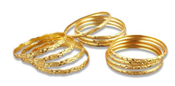 Golden bangles with clipping path