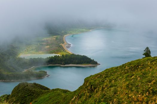 Beautiful view of Lagoa do Fogo, Sao Miguel Island, Azores, Portugal