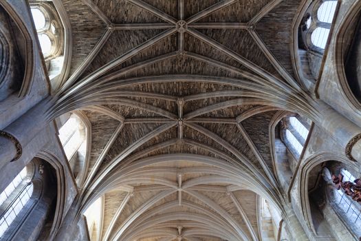 Bordeaux, France - 22 February 2020: Ceiling of Bordeaux Cathedral Saint-Andre