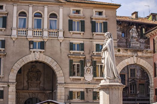 Verona's Dante statue situated in Piazza dei Signori in the center of the city