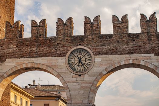 Portoni della Bra, an ancient and medieval door in Bra square in Verona, Italy