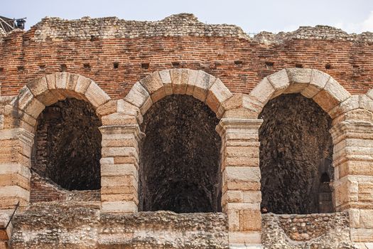 Detail of Arena di Verona, the most famous ancient building in the city