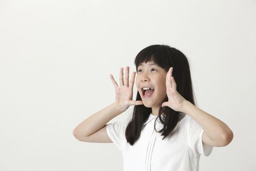 chinese girl screaming and looking away