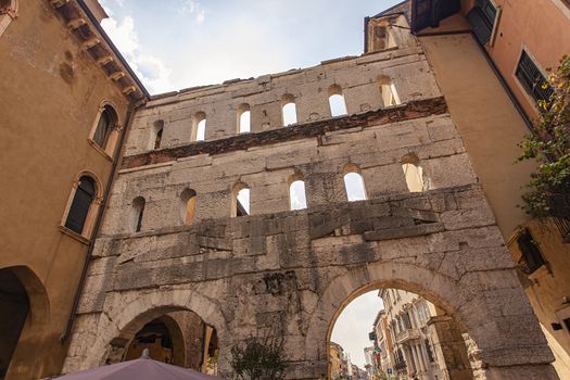 Porta Borsari in Verona, an ancient building in the famous and historical city in Italy