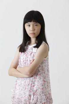 chinese girl looks angry to the camera