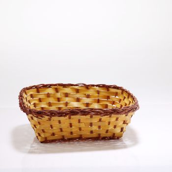 bamboo basket on the white background