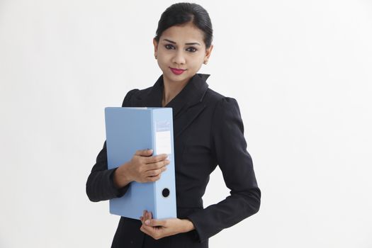 business woman holding business file