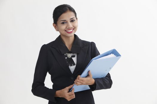 business woman holding business file