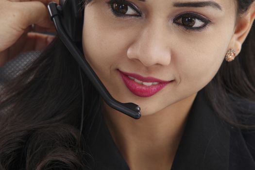 close up of the receptionist talking