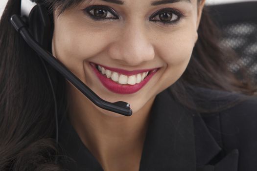 close up of the receptionist talking