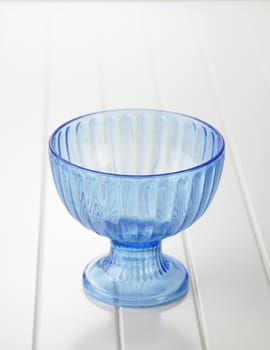 empty blue color salad or dessert bowl