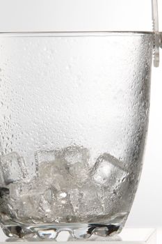 close up of ice in the bucket