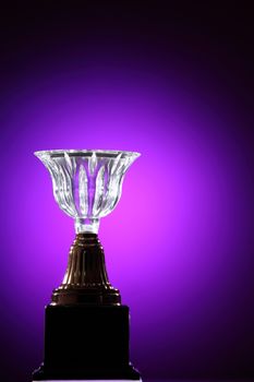 crystal trophy on the purple background