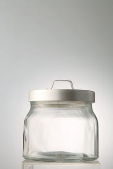 empty glass jar on the white background