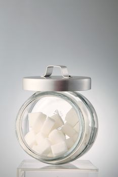 cube sugar in the transparent jar