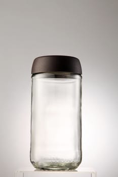 empty glass container on the white background