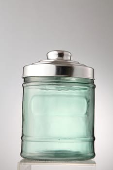 empty glass jar on the white background