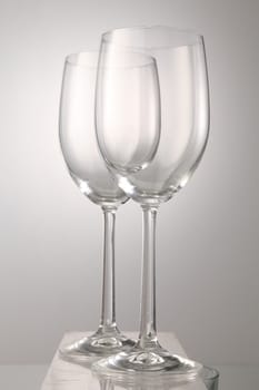 Two empty wine glass isolated on white