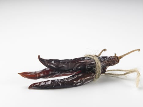 bunch of the dried chilli on white background