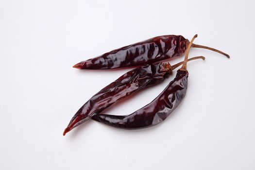 dried chili on the white background