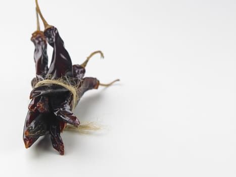 bunch of the dried chilli on white background