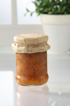 pineapple jam in the glass container