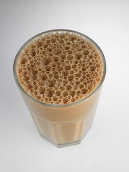 Top view Tea with milk or Teh Tarik in Malaysia