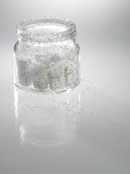 cube sugar surrounded by ants