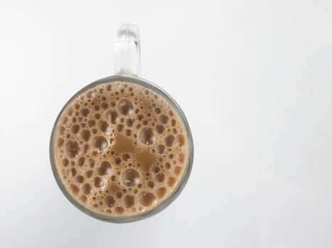 Top view Tea with milk or Teh Tarik in Malaysia