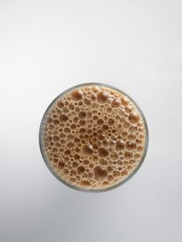 Top view Tea with milk or Teh Tarik in Malaysia