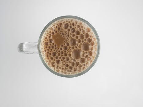 Top view Tea with milk or Teh Tarik in Malaysia