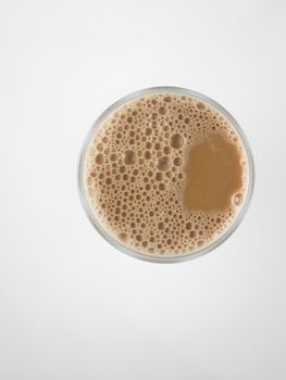 Top view Tea with milk or Teh Tarik in Malaysia