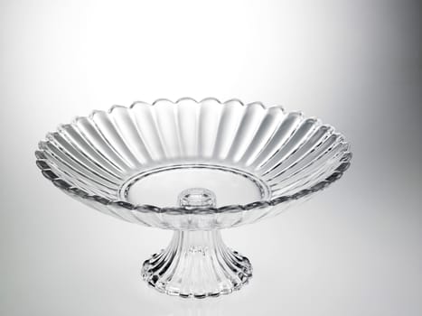 glass tray with stand on the white