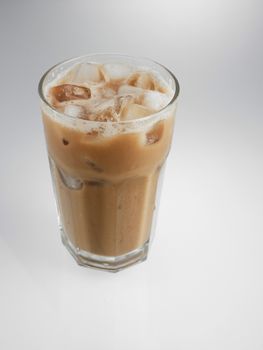 milk tea with ice cube or teh tarik with ice