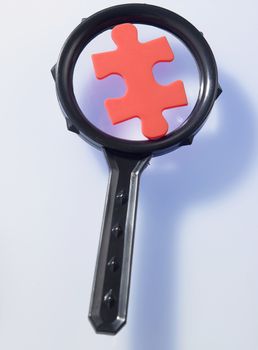 Magnifying glass on top of glass table