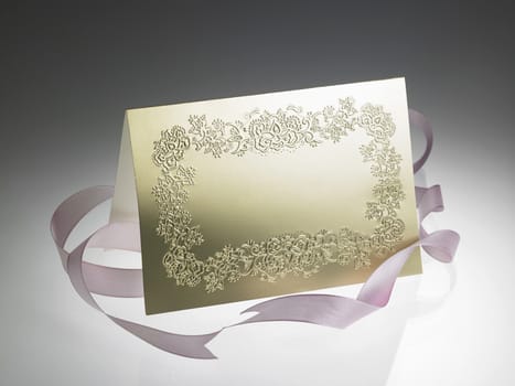 blank greeting card with ribbon