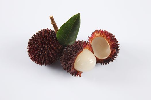 pulasan  thick skin or wild rambutan on the white background