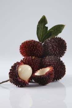 pulasan  thick skin or wild rambutan on the white background