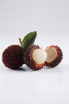 pulasan  thick skin or wild rambutan on the white background