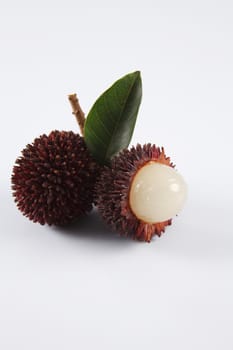 pulasan  thick skin or wild rambutan on the white background