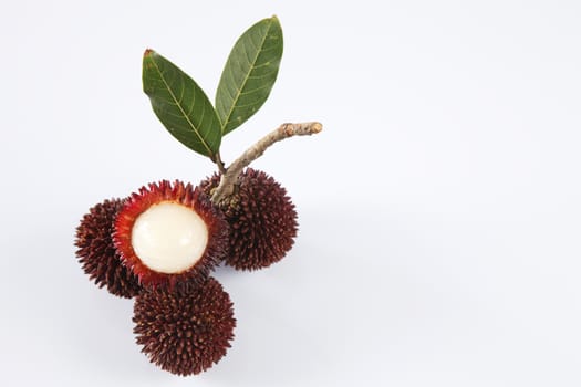 pulasan  thick skin or wild rambutan on the white background