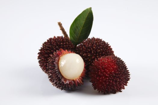 pulasan  thick skin or wild rambutan on the white background