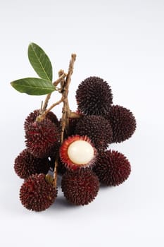 pulasan  thick skin or wild rambutan on the white background