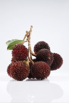 pulasan  thick skin or wild rambutan on the white background