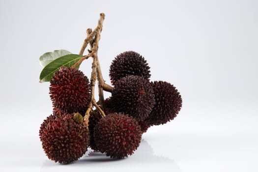 pulasan  thick skin or wild rambutan on the white background